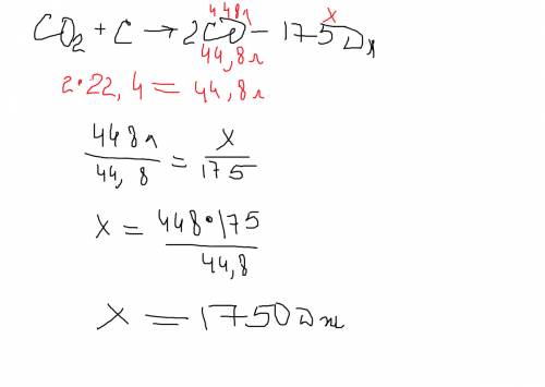 Вычислите количество энергии, которое необходимо для получения 448 л угарного газа согласно уравнени