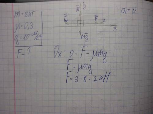 Какая горизонтальная сила приложена к телу массой 8 кг, если под действием этой силы оно равномерно