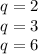 q=2\\ q=3\\ q=6