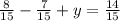 \frac{8}{15} - \frac{7}{15} + y = \frac{14}{15}