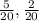 \frac{5}{20} , \frac{2}{20}