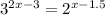 3^{2x-3}= 2^{x-1.5}