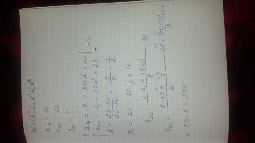 Pomogite arifm. progressiya. a21=20 a27=23 s20-?