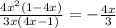 \frac{4x^{2}(1-4x)}{3x(4x-1)}= -\frac{4x}{3}