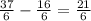 \frac{37}{6} - \frac{16}{6} = \frac{21}{6}