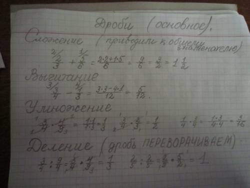 Объясните, , тему дроби для четвероклассника. как складывать, вычитать, умножать, делить дроби. каки