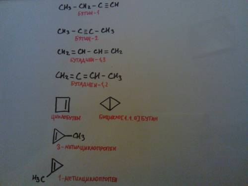 Изомеры для бутина-1 дать им названия.