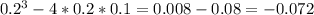 0.2^{3}-4*0.2*0.1=0.008-0.08=-0.072&#10;