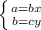 \left \{ {{a=bx} \atop {b=cy}} \right.