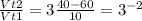 \frac{Vt2}{Vt1} = 3 \frac{40-60}{10} = 3^{-2}