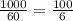 \frac{1000}{60} = \frac{100}{6}