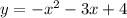 y=- x^{2} -3x+4