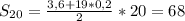 S_{20}= \frac{3,6+19*0,2 }{2} *20= 68