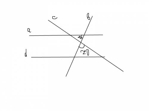 Начертить чертеж угол между прямыми a и b равен 24 между c и b 70. найдите угол между прямыми c и d,