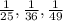 \frac{1}{25}, \frac{1}{36}, \frac{1}{49}