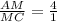 \frac{AM}{MC} = \frac{4}{1}