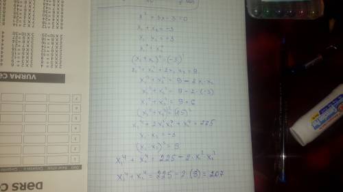 Найдите х1^4 + x2^4 где х1 и х2 корни уравнения x^2 + 3x - 3 = 0