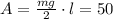 A=\frac {mg}{2}\cdot l=50