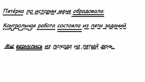 Выполни синтаксический разбор предложений. 1.пятёрка по меня обрадовала. 2.контрольная работа состоя