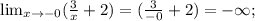 \lim_{x \to -0}( \frac{3}{x}+2 )=( \frac{3}{-0}+2)=-\infty;