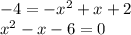 -4=-x^2+x+2\\ x^2-x-6=0