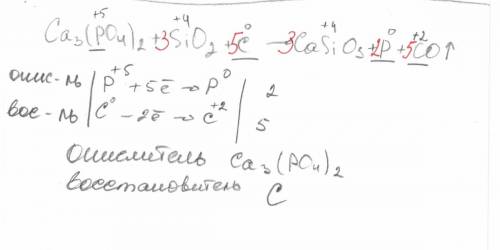 Используя метод электронного , составьте уравнение реакции ca3(po4)2 + sio2 + c → casio3 + p + co↑ о