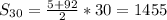 S_{30}=\frac{5+92}{2}*30=1455