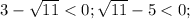 3-\sqrt{11}<0;\sqrt{11}-5<0;