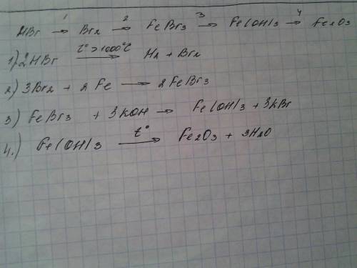 Нужна цепочка hbr-br2-febr3-fe(oh)3-fe2o3