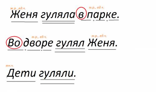 1)запиши предложения подчеркни основу. 2)обозначь род, число существительных, обведи предлоги. женя