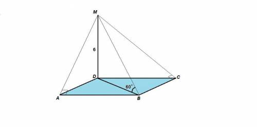 Из точки м проведен перпендикуляр мд, равный 6 см, плоскости квадрата авсд. наклонная мв образует с