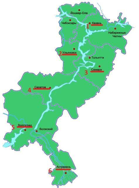 Расположите перечисленные города поволжья( волгоград,астрахань, самара,саратов,ульяновск,казань) в т