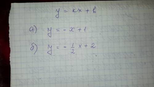 Запишите уравнение прямых в виде y=kx+l a) x-y=1; и) 2y+x-4=0.