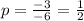 p=\frac{-3}{-6}=\frac{1}{2}