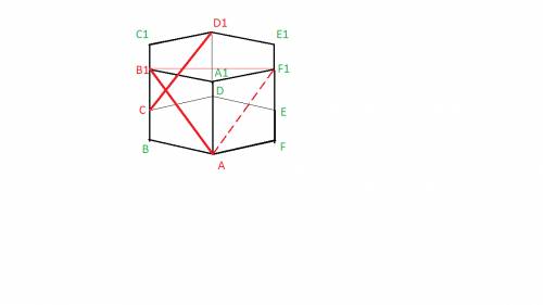 Вправильной шестиугольной призме , все ребра которой равны 1, найдите угол между прямыми ab1 и cd1