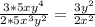 \frac{3*5xy^{4} }{2*5 x^{3} y^{2} } = \frac{3 y^{2} }{2 x^{2} }