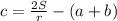 c=\frac{2S}{r}-(a+b)