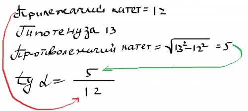 Найти тангенс альфа если косинус альфа равен 12/13