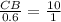 \frac{CB}{0.6} = \frac{10}{1}