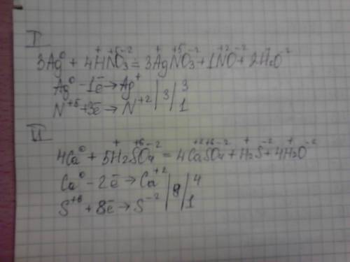 вас! необходимо уравнять реакции методом электронного . ag+> agno3+no+h20 ca+> caso4+h2s+h20 s
