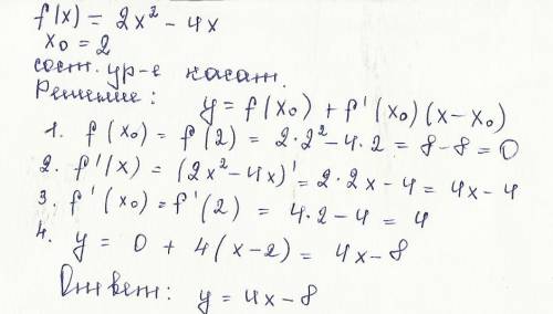 1)написать уравнение f(x)=2x^2-4x , x0=2 2) найти r=? для f(x)= 2x^2-2x , x0=1 3)найти u(2)=? , а(2)