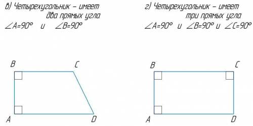 Начертите четырехугольник, который: а) не имеет ни одного прямого угла? б) имеет только один прямой