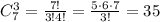 C_7^3=\frac{7!}{3!4!}=\frac{5\cdot6\cdot7}{3!}=35