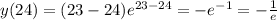 y(24)=(23-24)e^{23-24}=-e^{-1}=- \frac{1}{e}