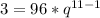 3=96*q^{11-1}