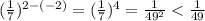 (\frac{1}{7})^{2-(-2)}=(\frac{1}{7})^4=\frac{1}{49^2}