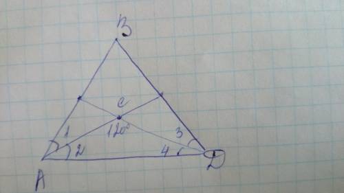 Ad-основание равнобедренного треугольника авс. о-точка пересечения биссектрис углов а и д треугольни