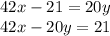 42x-21=20y\\&#10;42x-20y=21\\&#10;