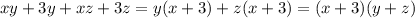 xy+3y+xz+3z=y(x+3)+z(x+3)=(x+3)(y+z)