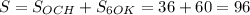 S=S_{OCH}+S_{6OK}=36+60=96